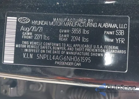 2022 Hyundai Elantra Se z USA, uszkodzony, nr VIN 5NPLL4AG6NH061595